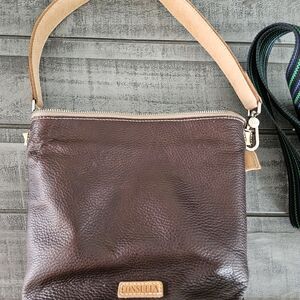 Consuela Brown Leather Crossbody Bag